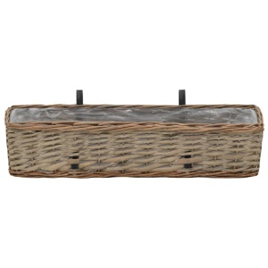 Jardinieră de balcon, 2 buc., 60 cm, răchită cu căptușeală PE - Img 3
