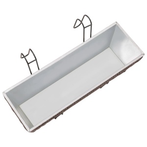 Jardinieră din ratan pentru balcon, 50 cm, 2 buc, Maro - Img 6