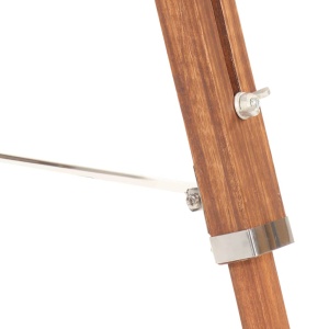 Lampă de podea trepied, maro miere și alb, 141 cm, lemn de tec - Img 5