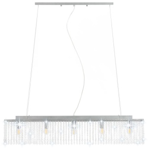 Lustră cu mărgele de cristal, argintiu, 104 cm, E14 - Img 5