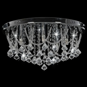 Lustră cu mărgele de cristal, argintiu, rotund, 4 becuri x G9 - Img 2