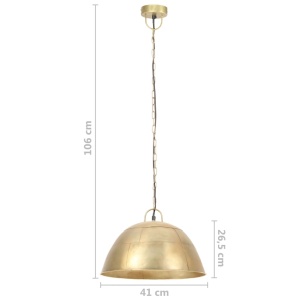 Lustră industrială vintage, 25 W, 41 cm, alamă, rotund, E27 - Img 10