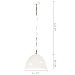 Lustră industrială vintage, 25 W, alb, rotund, 31 cm, E27 - Img 7