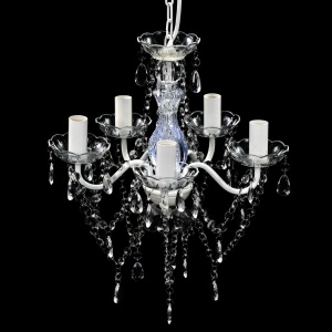 Lustră transparentă de cristal artificial cu 5 becuri - Img 4
