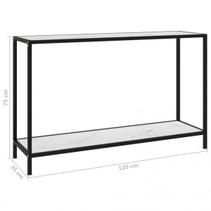 Masă consolă, alb, 120 x 35 x 75 cm, sticlă securizată - Img 5