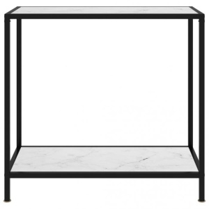 Masă consolă, alb, 80 x 35 x 75 cm, sticlă securizată - Img 2