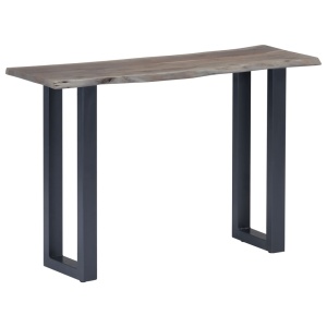 Masă consolă, gri, 115x35x76 cm, lemn masiv de acacia și fier - Img 7