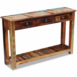 Masă consolă, lemn reciclat de esență tare, 120x30x76 cm - Img 2