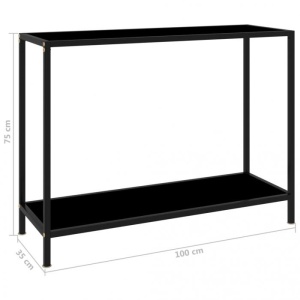 Masă consolă, negru, 100 x 35 x 75 cm, sticlă securizată - Img 5