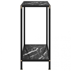 Masă consolă, negru, 60 x 35 x 75 cm, sticlă securizată - Img 3