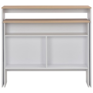 Masă de bar cu 2 blaturi, alb și stejar, 130x40x120 cm - Img 4