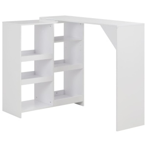 Masă de bar cu raft mobil, alb, 138x40x120 cm