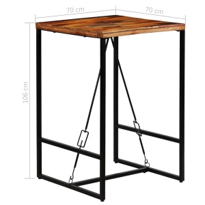 Masă de bar din lemn masiv reciclat, 70 x 70 x 106 cm - Img 11