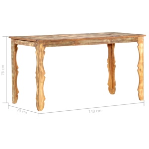 Masă de bucătărie, 140 x 70 x 76 cm, lemn masiv reciclat - Img 4