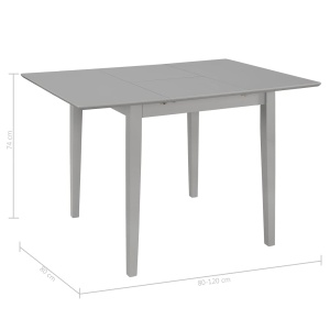 Masă de bucătărie extensibilă, gri, (80-120)x80x74 cm, MDF - Img 5
