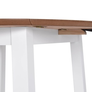 Masă de bucătărie extensibilă, rotund, MDF, alb - Img 5