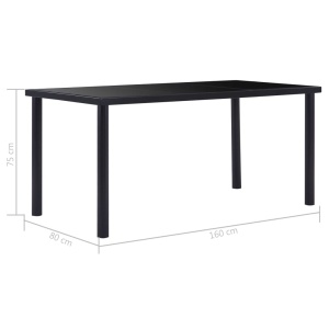 Masă de bucătărie, negru, 160 x 80 x 75 cm, sticlă securizată - Img 5