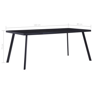 Masă de bucătărie, negru, 160 x 80 x 75 cm, sticlă securizată - Img 5