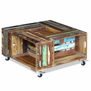 Masă de cafea din lemn solid reciclat, 70 x 70 x 35 cm