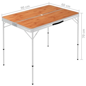 Masă de camping pliabilă cu 2 bănci, maro, aluminiu - Img 6
