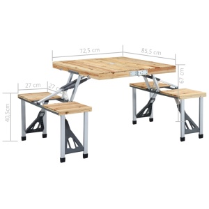 Masă de camping pliabilă cu 4 scaune, oțel și aluminiu - Img 9