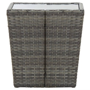 Masă de ceai gri 41,5x41,5x43 cm poliratan sticlă securizată - Img 3