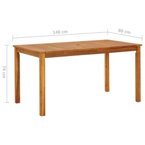 Masă de grădină, 140 x 80 x 74 cm, lemn masiv de acacia - Img 6