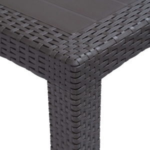 Masă de grădină, maro, 220x90x72 cm , plastic, aspect ratan - Img 4