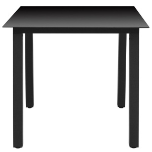Masă de grădină, negru, 80 x 80 x 74 cm, aluminiu și sticlă - Img 2