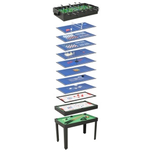 Masă de jocuri multiple 15-in-1, 121 x 61 x 82 cm, negru