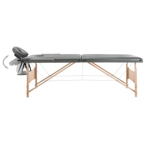 Masă de masaj cu 2 zone, cadru din lemn, antracit, 186 x 68 cm - Img 3