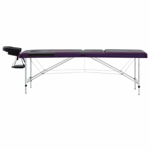 Masă de masaj pliabilă, 3 zone, negru și violet, aluminiu - Img 3