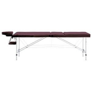 Masă de masaj pliabilă cu 3 zone, violet, aluminiu - Img 2