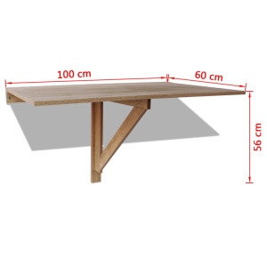Masă de perete pliabilă, culoare stejar, 100 x 60 cm - Img 5