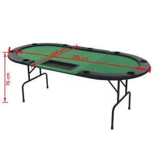 Masă de poker pliabilă in 3, pentru 9 jucători, oval, Verde - Img 7