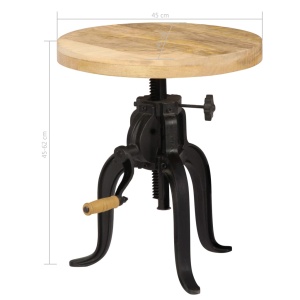 Masă laterală, 45x (45-62) cm, lemn masiv de mango și fontă - Img 6