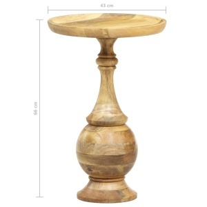 Masă laterală rotundă, 43 x 43 x 66 cm, lemn masiv de mango - Img 6