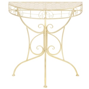 Masă laterală stil vintage semirotundă metal 72x36x74 cm auriu - Img 2