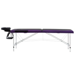 Masă pliabilă de masaj, 2 zone, negru și violet, aluminiu - Img 3
