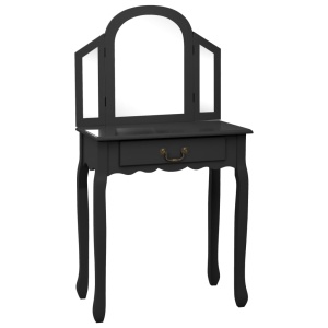 Masă toaletă cu taburet negru 65x36x128 cm lemn paulownia MDF - Img 2