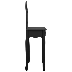 Masă toaletă cu taburet negru 65x36x128 cm lemn paulownia MDF - Img 8