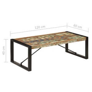 Măsuță de cafea, 120 x 60 x 40 cm, lemn masiv reciclat - Img 5