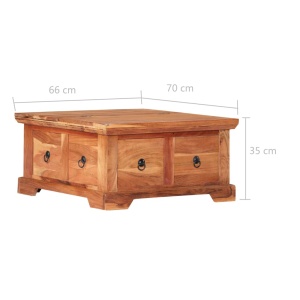 Măsuță de cafea, 66 x 70 x 35 cm, lemn masiv de acacia - Img 6