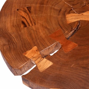 Măsuță de cafea din buștean lemn masiv de acacia (55-60)x40 cm - Img 6