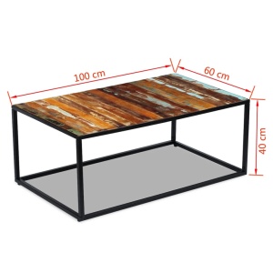 Măsuță de cafea din lemn de esență tare reciclat 100x60x45 cm - Img 7