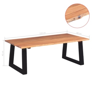 Măsuță de cafea din lemn solid de acacia, 110 x 60 x 40 cm - Img 6