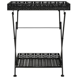 Măsuță de ceai pliabilă stil vintage negru 58x35x72 cm metal - Img 2