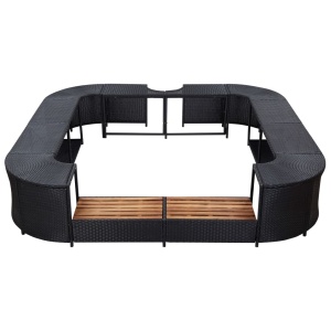 Mobilier de jacuzzi, negru, 268 x 268 x 55 cm, poliratan - Img 3