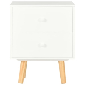 Noptiere, 2 buc., alb, 40 x 30 x 50 cm, lemn masiv de pin - Img 4