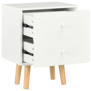Noptiere, 2 buc., alb, 40 x 30 x 50 cm, lemn masiv de pin - Img 5